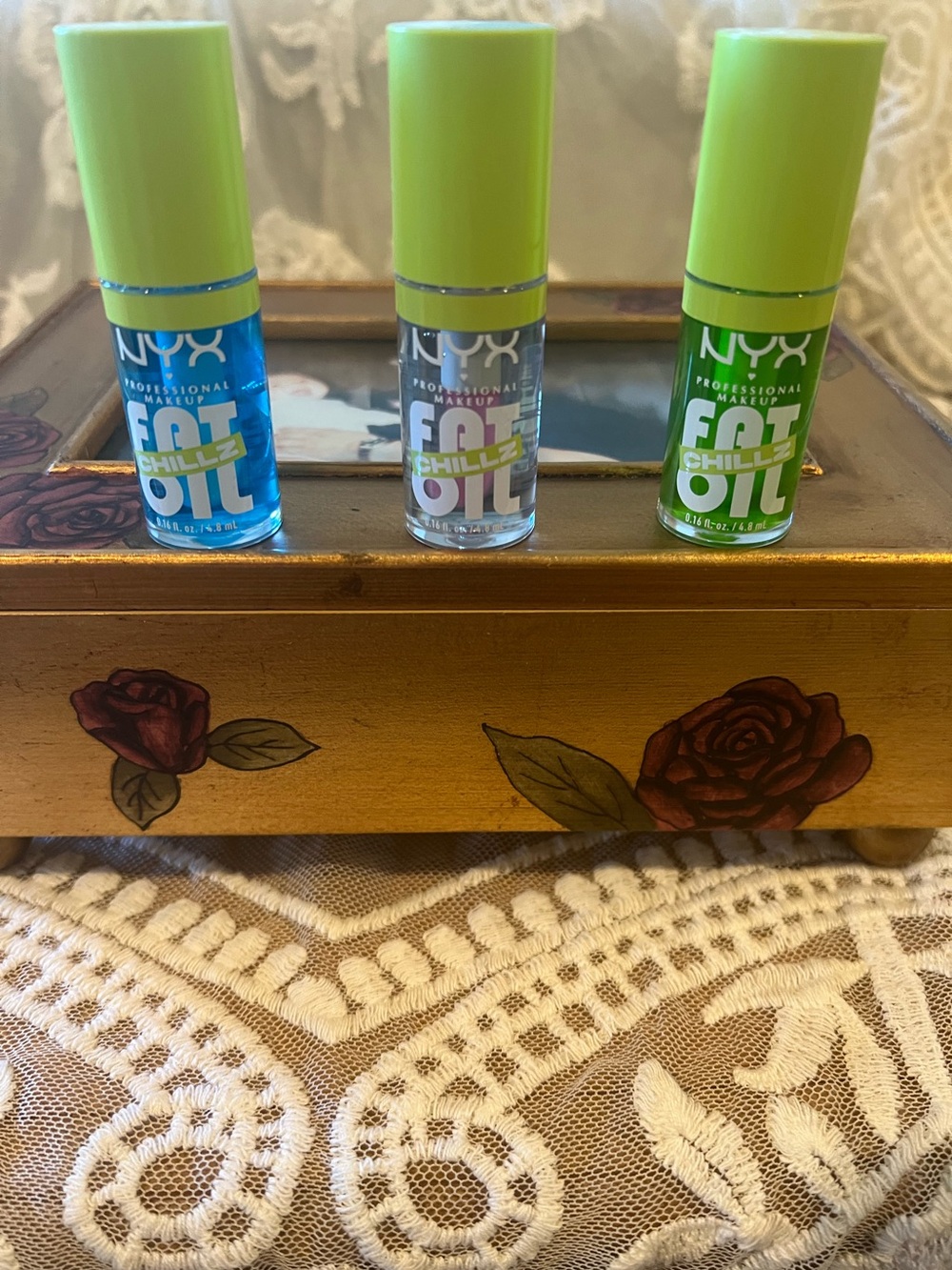 NYX Fat Oil Lip Drip CHILLZ Cooling Lip Oil Set of 3 NEW Sealed